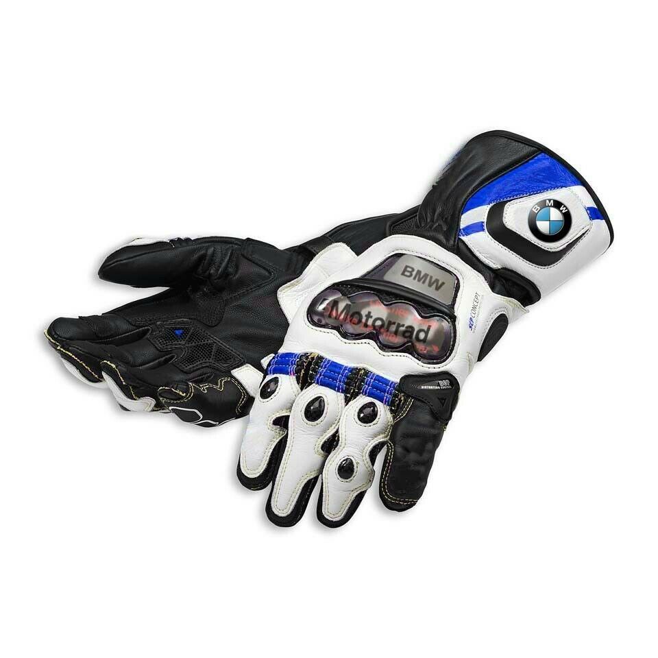 Guanti Moto BMW In Pelle Di Mucca - Corazzati, Impermeabili, Personalizzabili, Colore Blu