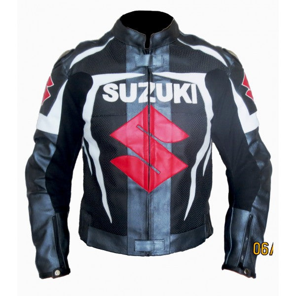 SUZUKI MOTORCYCLE LEATHER RACING BLACK JACKET | speedystar