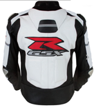 SUZUKI GSXR WHITE MOTORCYCLE LEATHER RACING JACKET