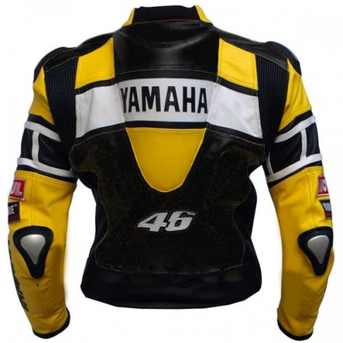 Mens Yamaha Motorcycle Racing Yellow Leather Jacket
