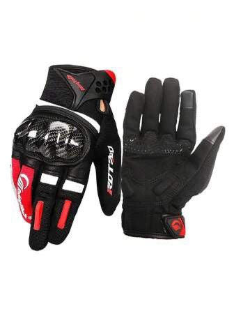 Motorcycle New Red Black TPU Armor Patented Velcro Touch Screen Campatible Gloves