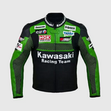 GREEN AND BLACK MOTORCYCLE LEATHER RACING JACKET