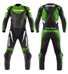 NEW LEATHER RACING GREEN SUIT CE APPROVED PROTECTION