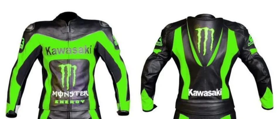 KAWASAKI NINJA MOTORCYCLE BIKER LEATHER BLACK RACING CUSTOM SPRING 