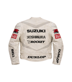 SUZUKI YOSHIMURA WHITE MOTORCYCLE LEATHER RACING JACKET