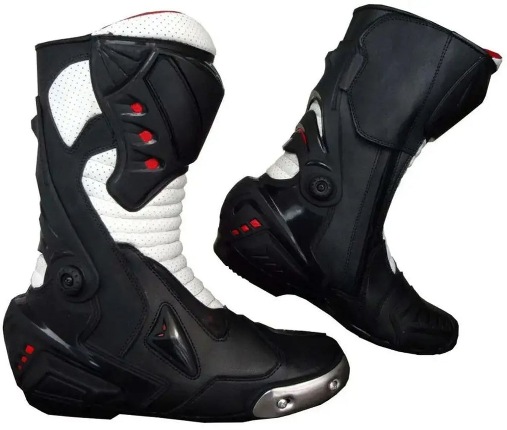 Mens Perforated Moto Wear Motorcycle Street Riding Boots Shoes