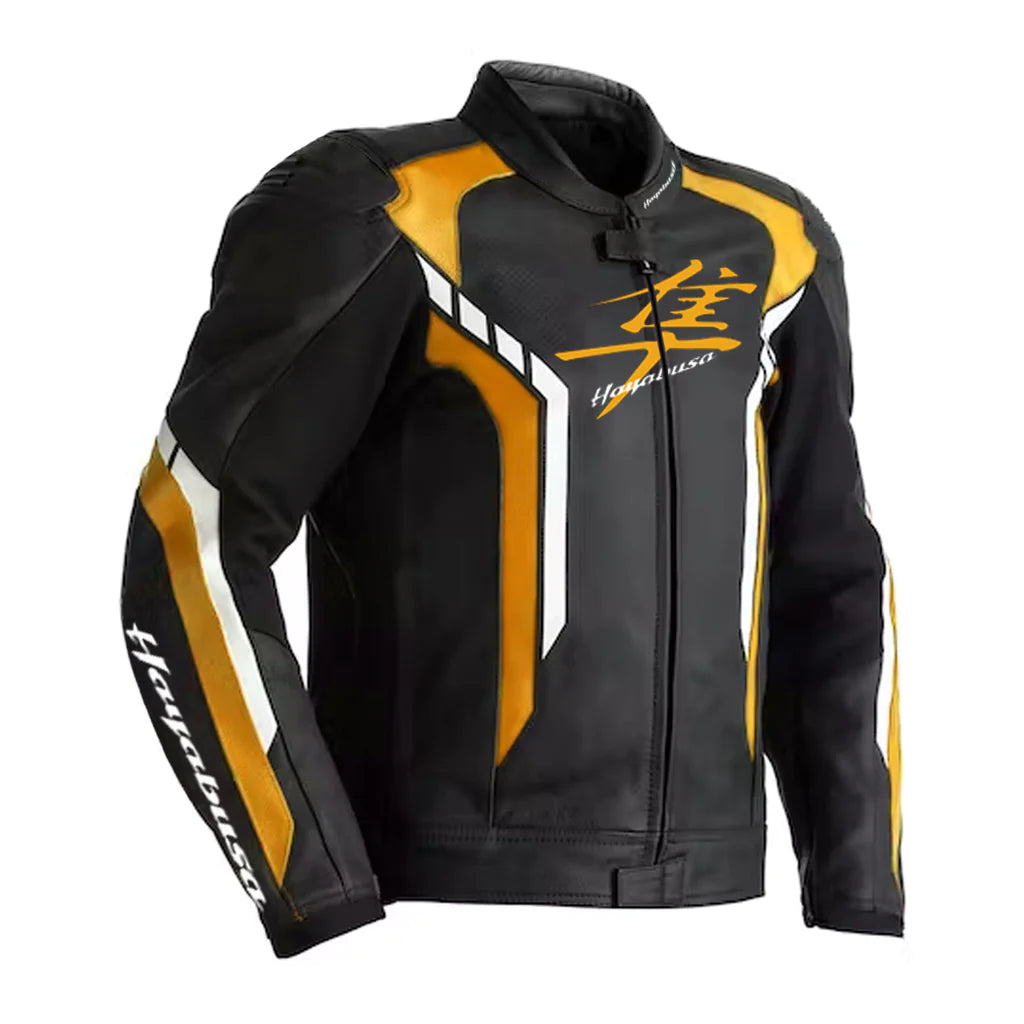 SUZUKI HAYABUSA ORANGE LEATHER RACING JACKET