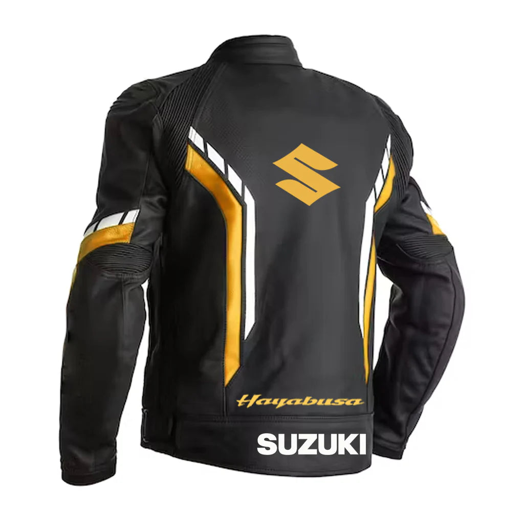 SUZUKI HAYABUSA ORANGE LEATHER RACING JACKET