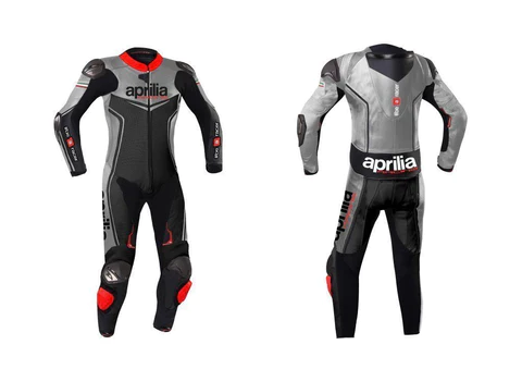APRILIA MOTORCYCLE LEATHER RACING ONE PIECE GRAY SUIT SIZE US MEDIUM CLEARANCE SALE