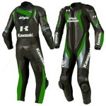 NINJA NEW LEATHER RACING GREEN SUIT CE APPROVED PROTECTION