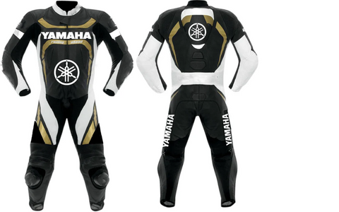 GOLDEN AND BLACK MEN MOTORCYCLE LEATHER RACING SUIT