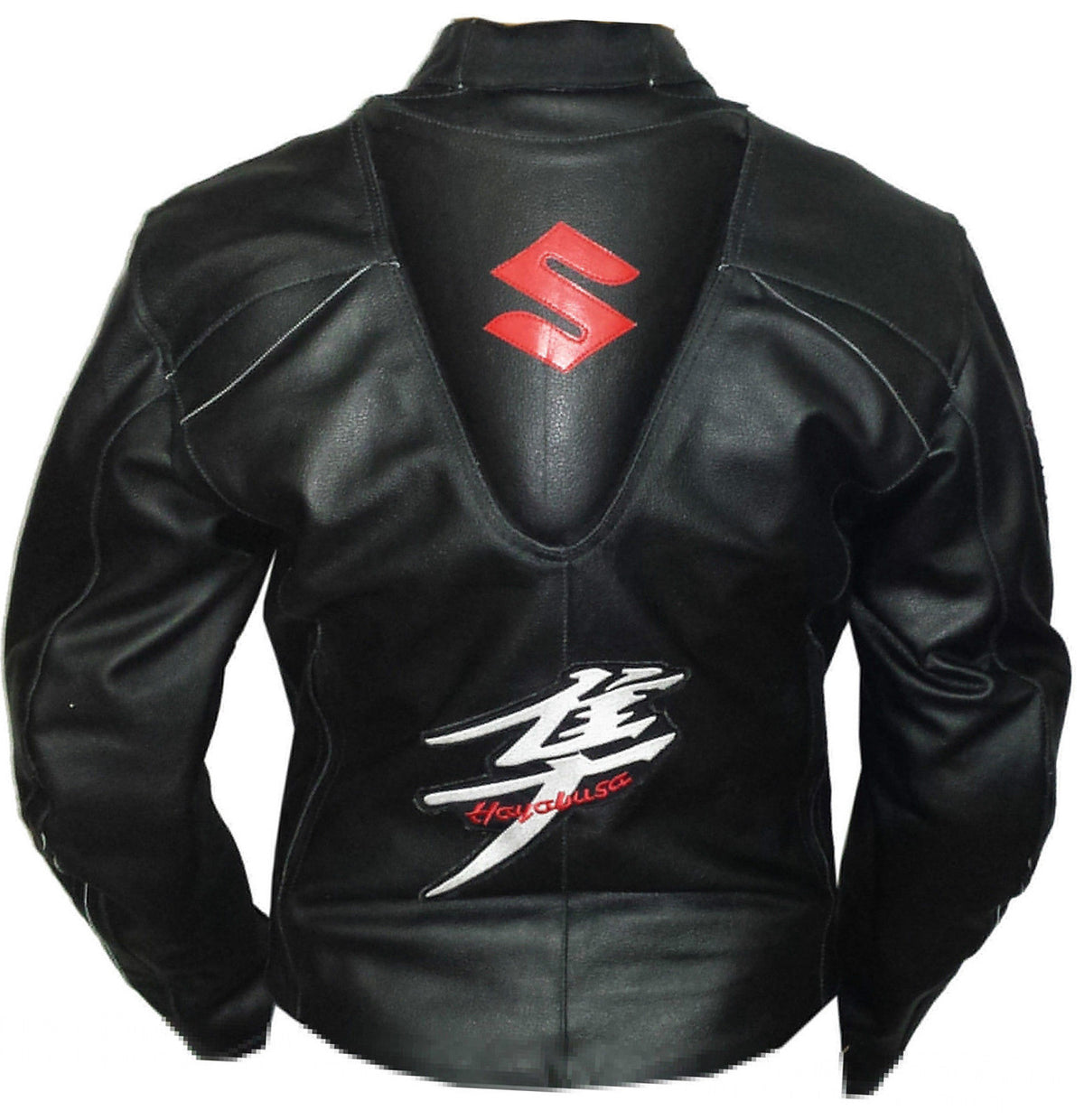 SUZUKI HAYABUSA MOTORCYCLE LEATHER RACING BLACK JACKET