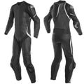 BLACK PRO LEATHER RACING SUIT CE APPROVED PROTECTION