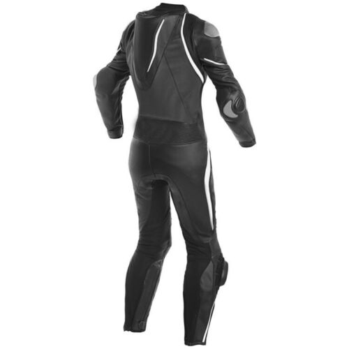 BLACK PRO LEATHER RACING SUIT CE APPROVED PROTECTION