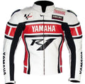 R1 RED AND WHITE MOTORCYCLE LEATHER RACING JACKET