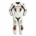 WHITE DUCATI CORSE MOTORCYCLE LEATHER RACING SUIT