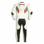 WHITE DUCATI CORSE MOTORCYCLE LEATHER RACING SUIT