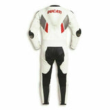 WHITE DUCATI CORSE MOTORCYCLE LEATHER RACING SUIT