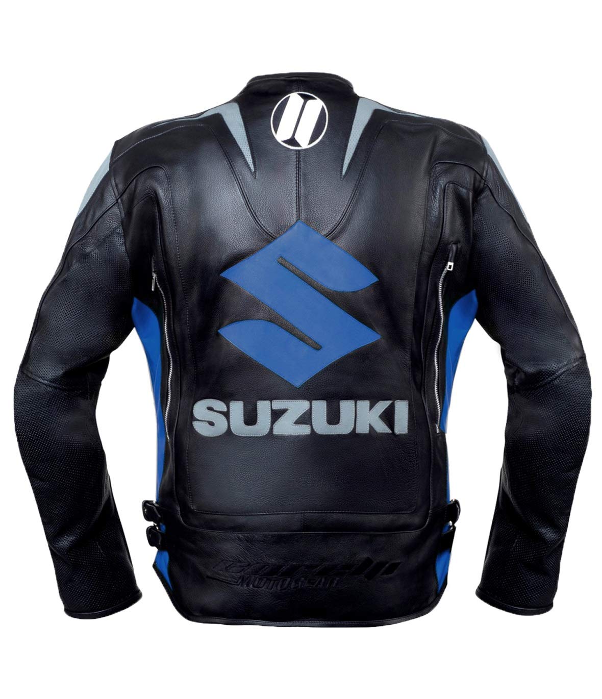 BLUE SUZUKI MOTUL MOTORCYCLE LEATHER RACING JACKET