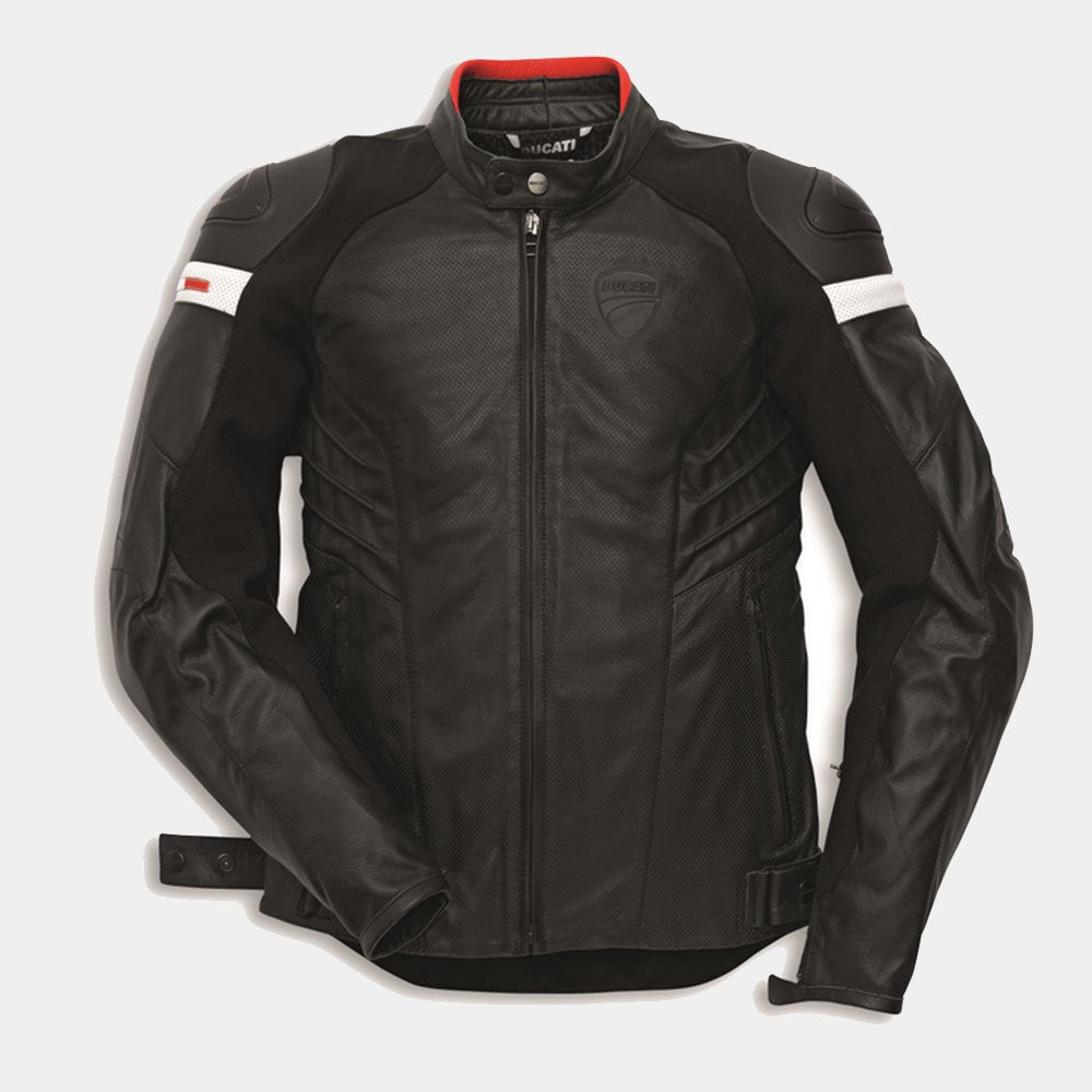 DUCATI MOTORCYCLE DARK LEATHER RACING JACKET