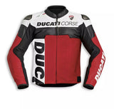 DUCATI CORSE RED AND BLACK MOTORCYCLE LEATHER RACING JACKET