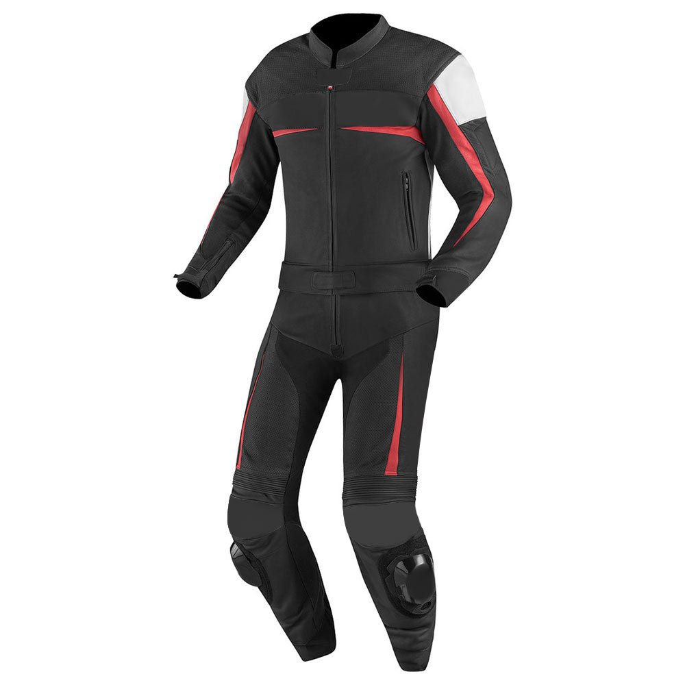 2 PC MEN MOTORCYCLE LEATHER RACING SUIT