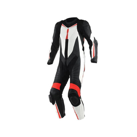 MEN RED AND WHITE MOTORCYCLE LEATHER RACING SUIT