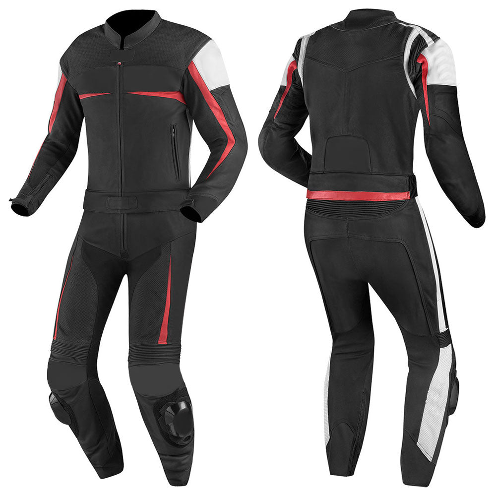 2 PC MEN MOTORCYCLE LEATHER RACING SUIT