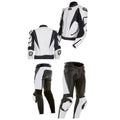 MEN MOTORCYCLE LEATHER RACING BLACK/WHITE SUIT