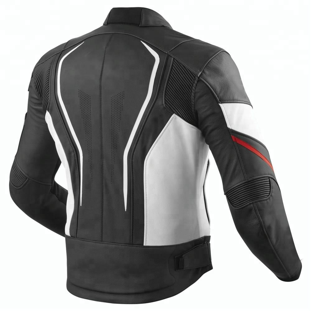 BLACK MEN  ZAXW MOTORCYCLE LEATHER RACING JACKET