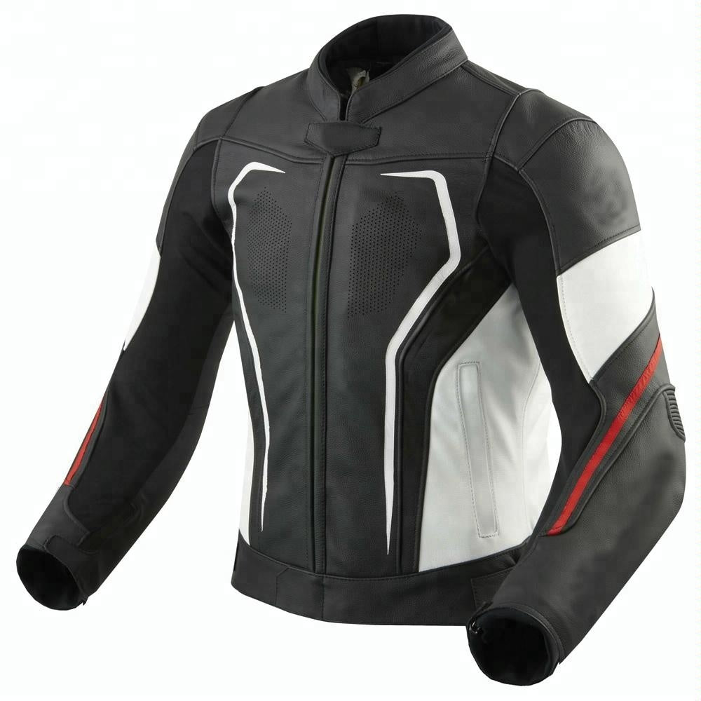 BLACK MEN  ZAXW MOTORCYCLE LEATHER RACING JACKET