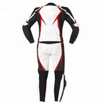MEN MOTORCYCLE LEATHER RACING WHITE/RED SUIT