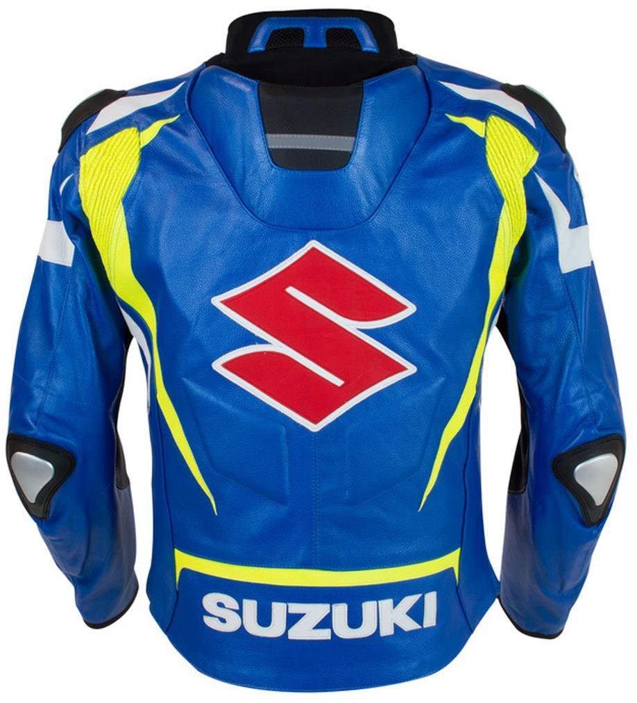 SUZUKI BLUE MOTORCYCLE LEATHER RACE JACKET