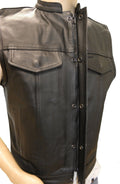 Motorcycle New Black Leather Sons of Anarchy Vest S-6XL