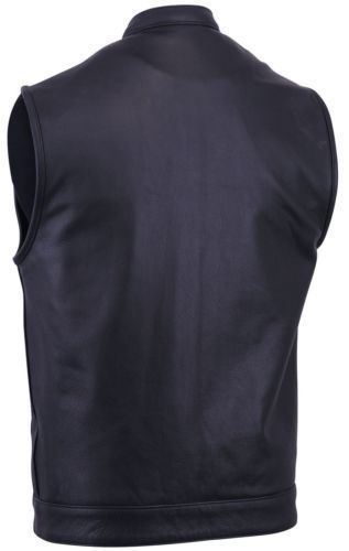 Motorcycle New Black Leather Sons of Anarchy Vest S-6XL