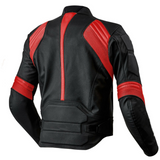 MEN MOTORCYCLE RED AND BLACK LEATHER RACING JACKET