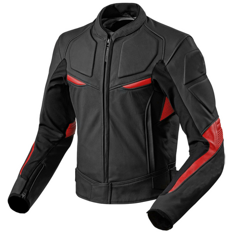 MEN MOTORCYCLE RED AND BLACK LEATHER RACING JACKET