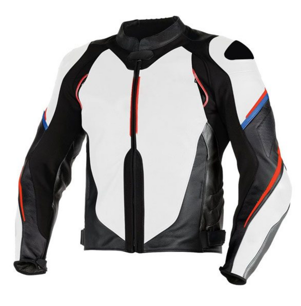 MEN MOTORCYCLE ARMORED LEATHER RACING JACKET