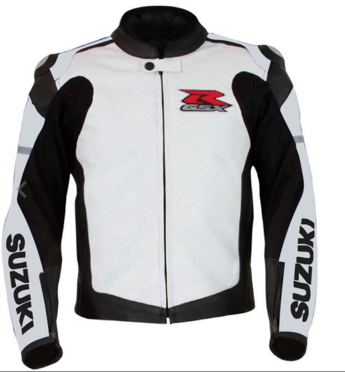 SUZUKI GSXR WHITE MOTORCYCLE LEATHER RACING JACKET