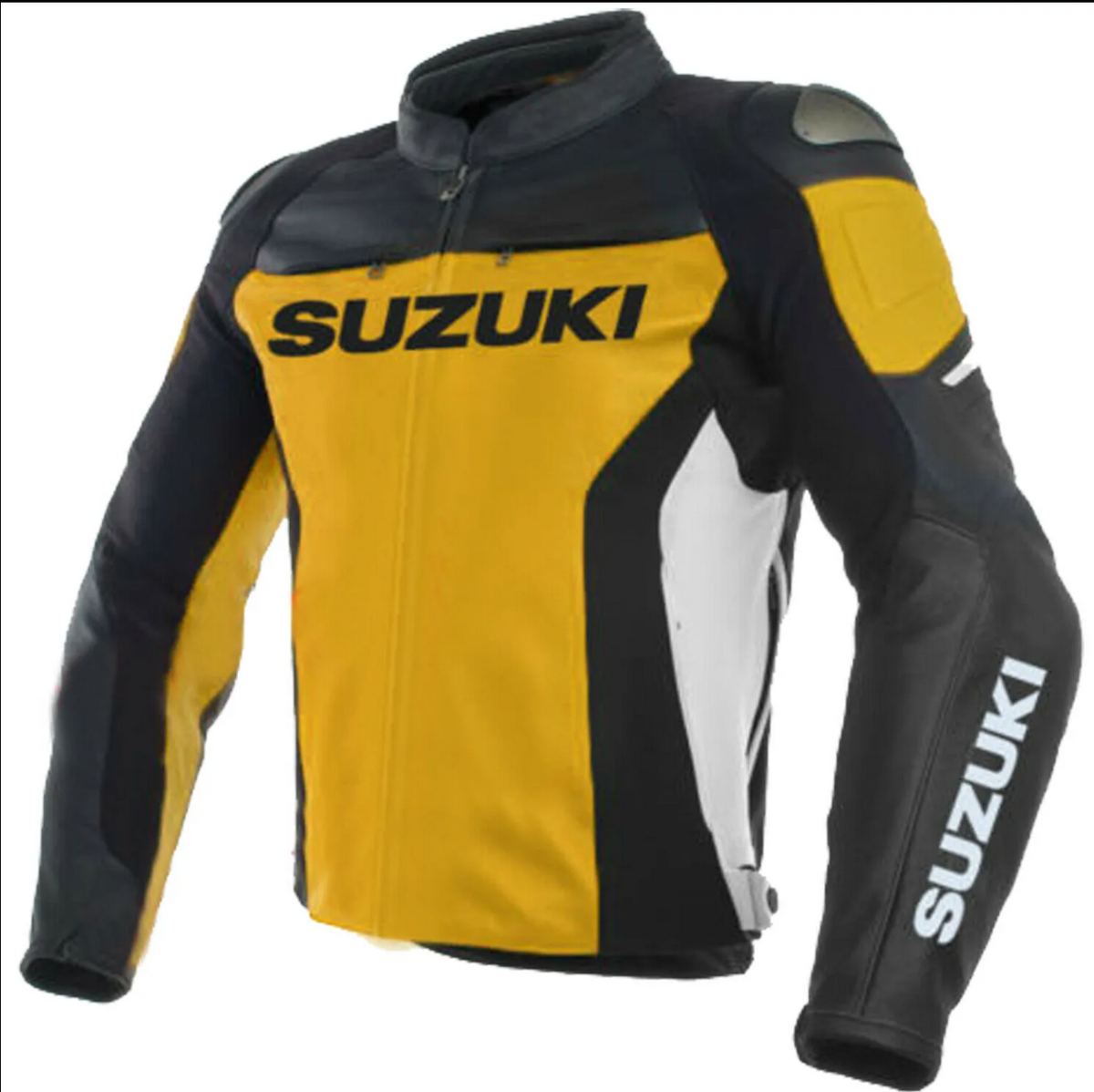SUZUKI GSXR YELLOW MOTORCYCLE LEATHER RACING JACKET