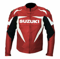 SUZUKI GSXR RED MOTORCYCLE LEATHER RACING JACKET