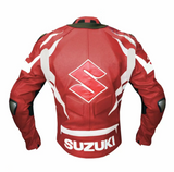 SUZUKI GSXR RED MOTORCYCLE LEATHER RACING JACKET