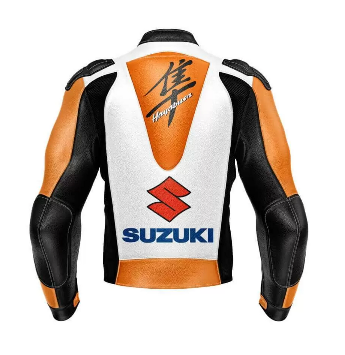 SUZUKI HAYABUSA ORANGE MOTORCYCLE LEATHER RACING JACKET