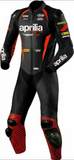 APRILIA DARK KNIGHT PERFORATED MEN MOTORCYCLE WHITE LEATHER RACING SUIT