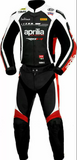 APRILIA MEN MOTORCYCLE RED AND BLACK LEATHER RACING SUIT