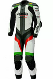 APRILIA PERFORATED MEN MOTORCYCLE WHITE LEATHER RACING SUIT