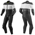 MEN WHITE AND BLACK MOTORCYCLE LEATHER RACING SUIT
