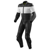 MEN WHITE AND BLACK MOTORCYCLE LEATHER RACING SUIT