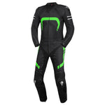 2 PC MEN GREEN AND BLACK MOTORCYCLE LEATHER RACING SUIT