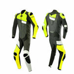 MEN YELLOW AND BLACK MOTORCYCLE LEATHER RACING SUIT